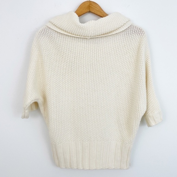 Express Cream Wool Blend Cable Knit Short Sleeves Sweater Size Xsmall - Picture 9 of 16